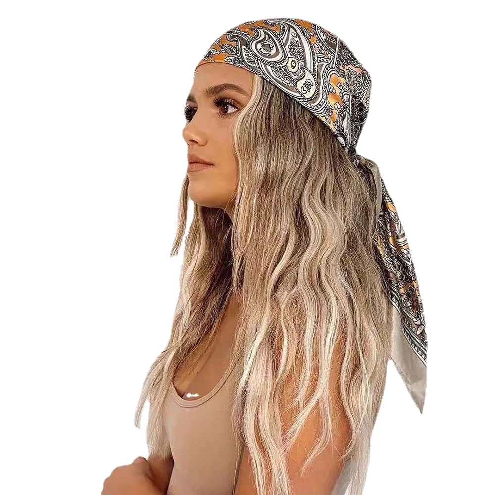 

2021 Fashion Hair Scarf Women Fashion Designer Beautiful Soft Satin Shawl Silk Scarfs Kerchief 90*90cm Square Neck Headscarf