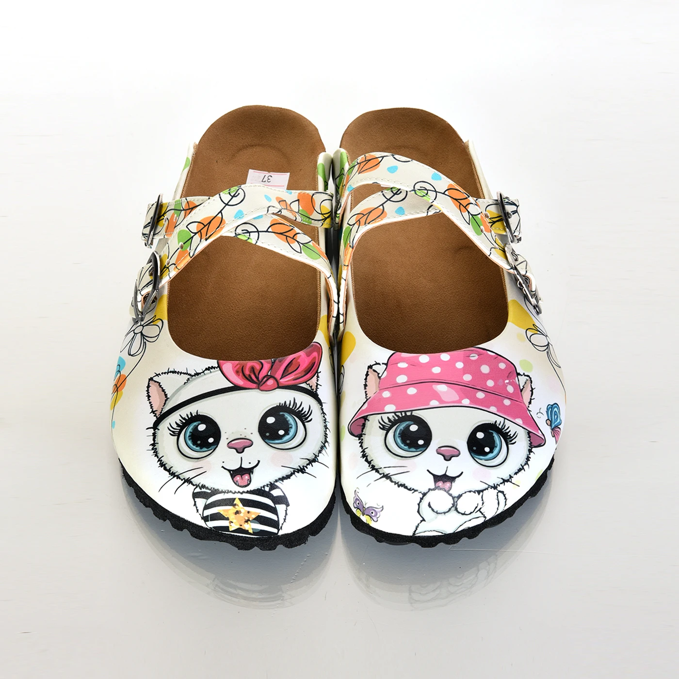 Billig Digitale Ausgabe Nette Katze Design Frauen Kreuz Gürtel Sabo Hausschuhe Mit Rosa Hut Neue Saison Casual Sandalen Weichen Sohlen Frau Mann Kinder