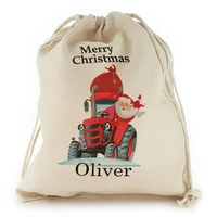 custom christmas sackmonster truckfarm tractorpickup carfarming kids xmas gift stockingchilds drawstring bag custom name