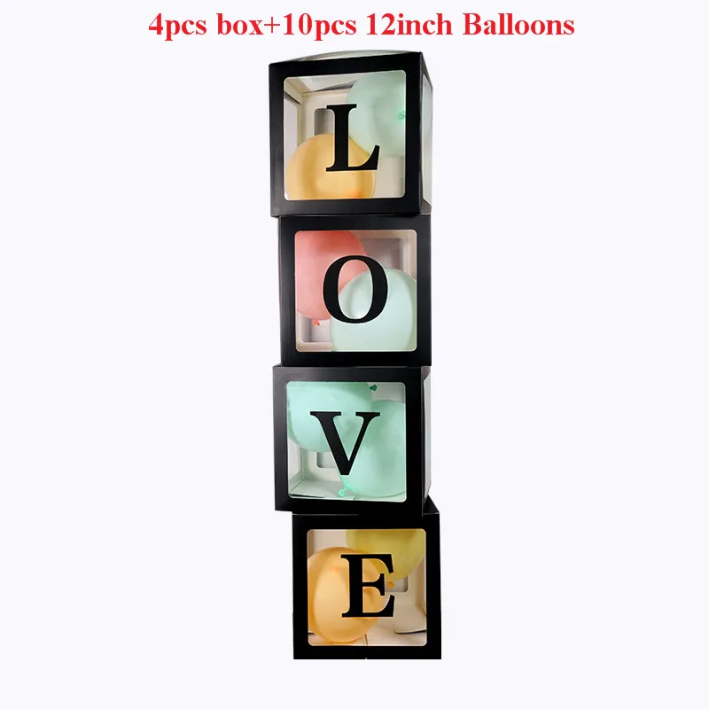 Love Balloon Box B WEIGAO, Большие Детские воздушные шары, прозрачные блоки, картонная коробка для детского душа, подарки для мальчиков девочек, коробка для свадебного декора, коробка для хранения - Цвет: Love Balloon Box B