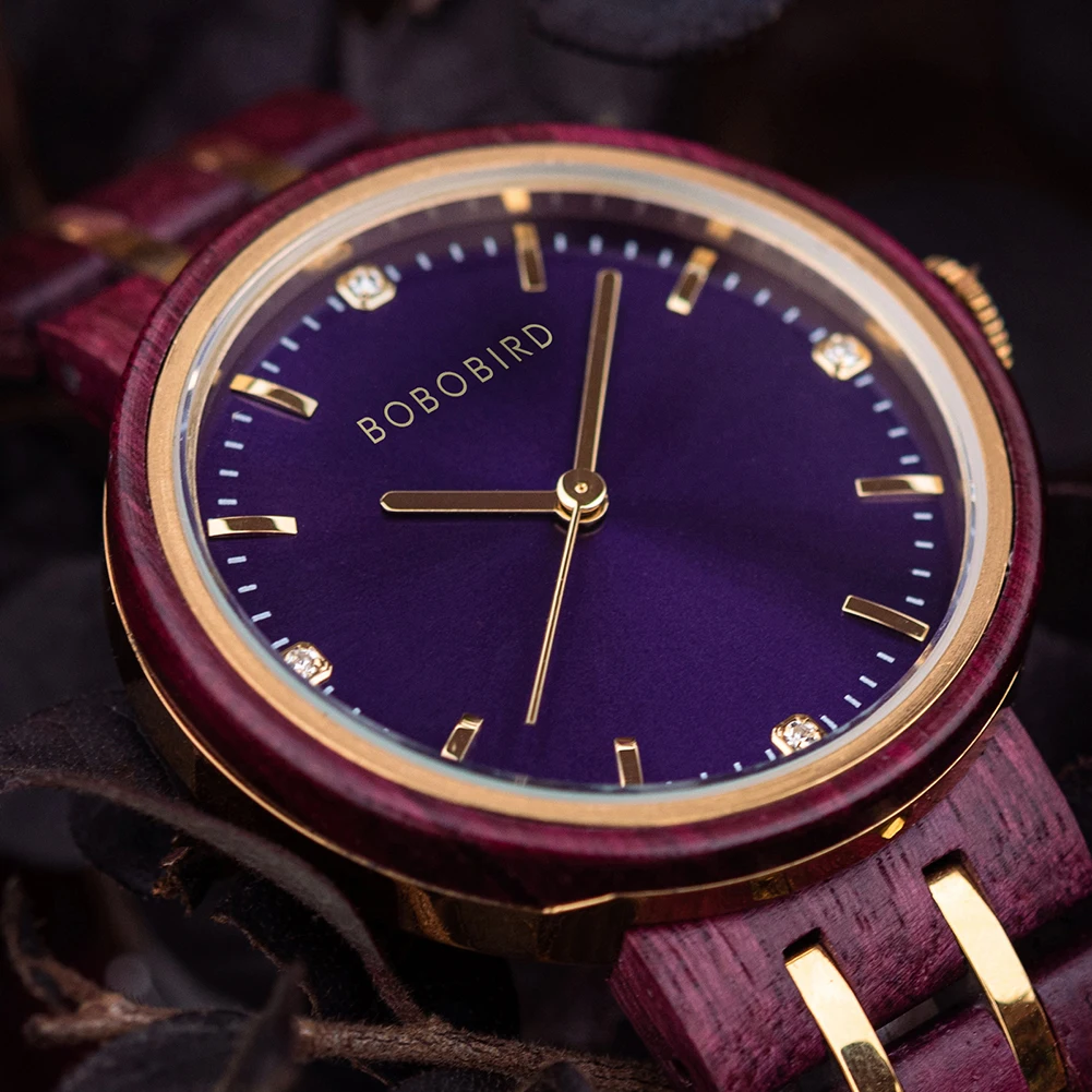 Rosewood Women Watches Ladies Handmade Wooden Creative Women's Bracelet Watches Female Clock Round Dial Customize LOGO