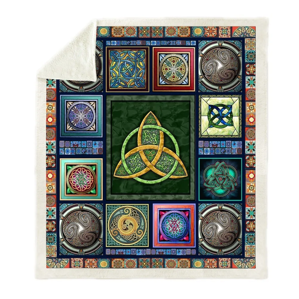 Плюшевое покрывало с принтом мандалы для кемпинга шерпа флисовое домашнее