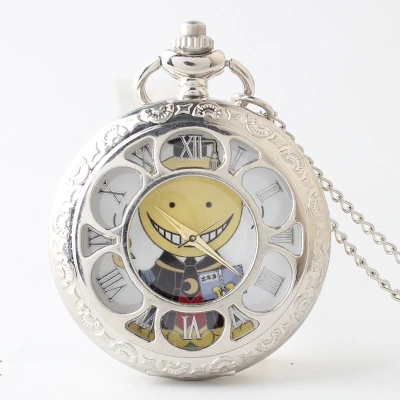 Карманные часы с аниме-изображением, коллекция винтажных очаровательных модных цепочек с подвеской в стиле стимпанк, карманные часы на цеп...