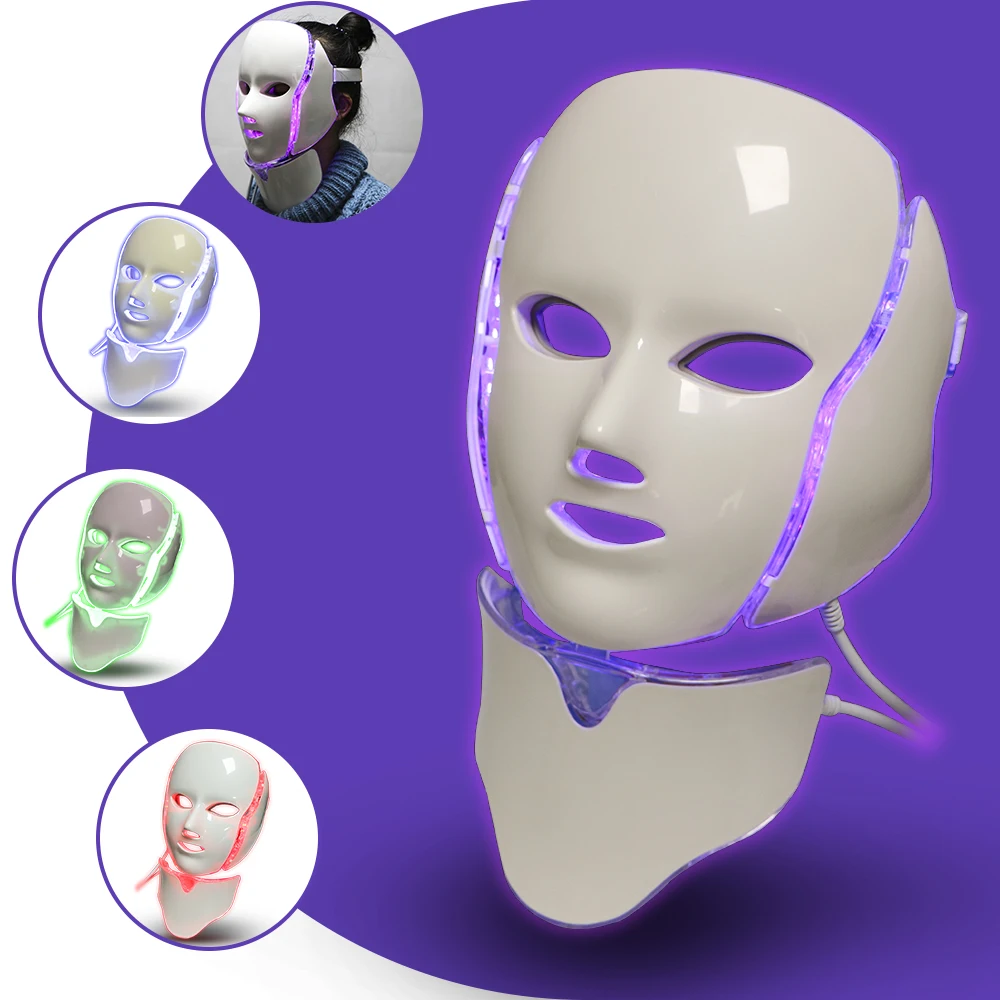 

7 Colors LED Photon Facial&Neck Device Photodynamic Therapy Anti-Aging Smooth Wrinkles And Fine Lines Skin Beauty