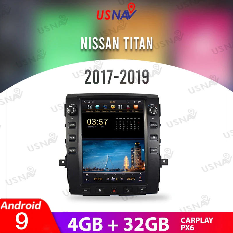 

USNAV 10.4" 4G+32G For Nissan Titan 2017-2019 Android 9 Tesla Style Screen Car Multimedia GPS Navi Stereo Head Unit Carplay PX6