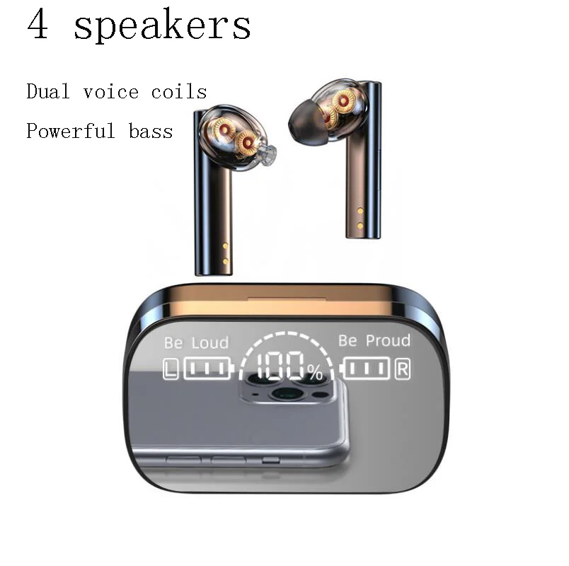 

IPX7 Waterproof Amoi X5 4 Speakers HIFI Wireless Bluetooth5.1 In-ear Headset Noise Reduction Game Earphone Siri Voice Assistant