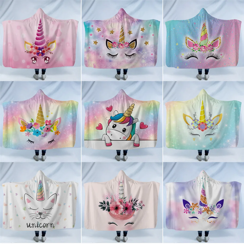 Аниме рогатый с изображением лошади плюша на меху капюшоном и застежкой Одеяло