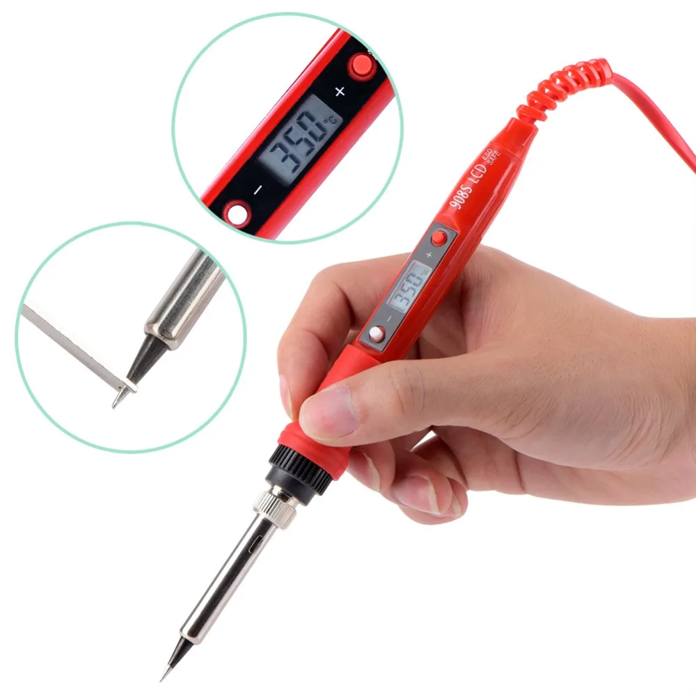 

JCD 80W Electric Soldering Iron Kit Set Digital Temperature Adjustable 220V Ceramic Heater Soldering Tips Welding Tool