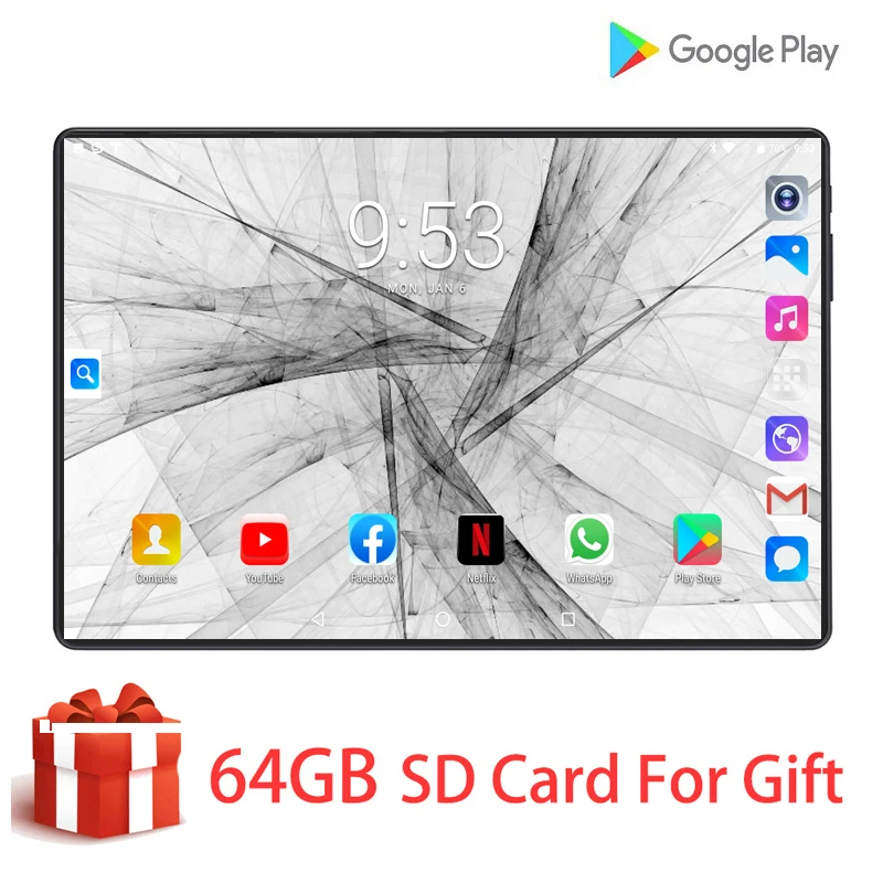 2020 новый планшетный ПК 10 1 дюймов Android 9 0 планшеты 6 ГБ + 128 Гб HD 1280*800 ips 4G LTE