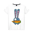 Женская футболка хлопок заяц с морковкой