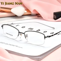 women titanium optical prescription glasses frame light weight half rim fashion eyeglasses mujer spectacle eyewear