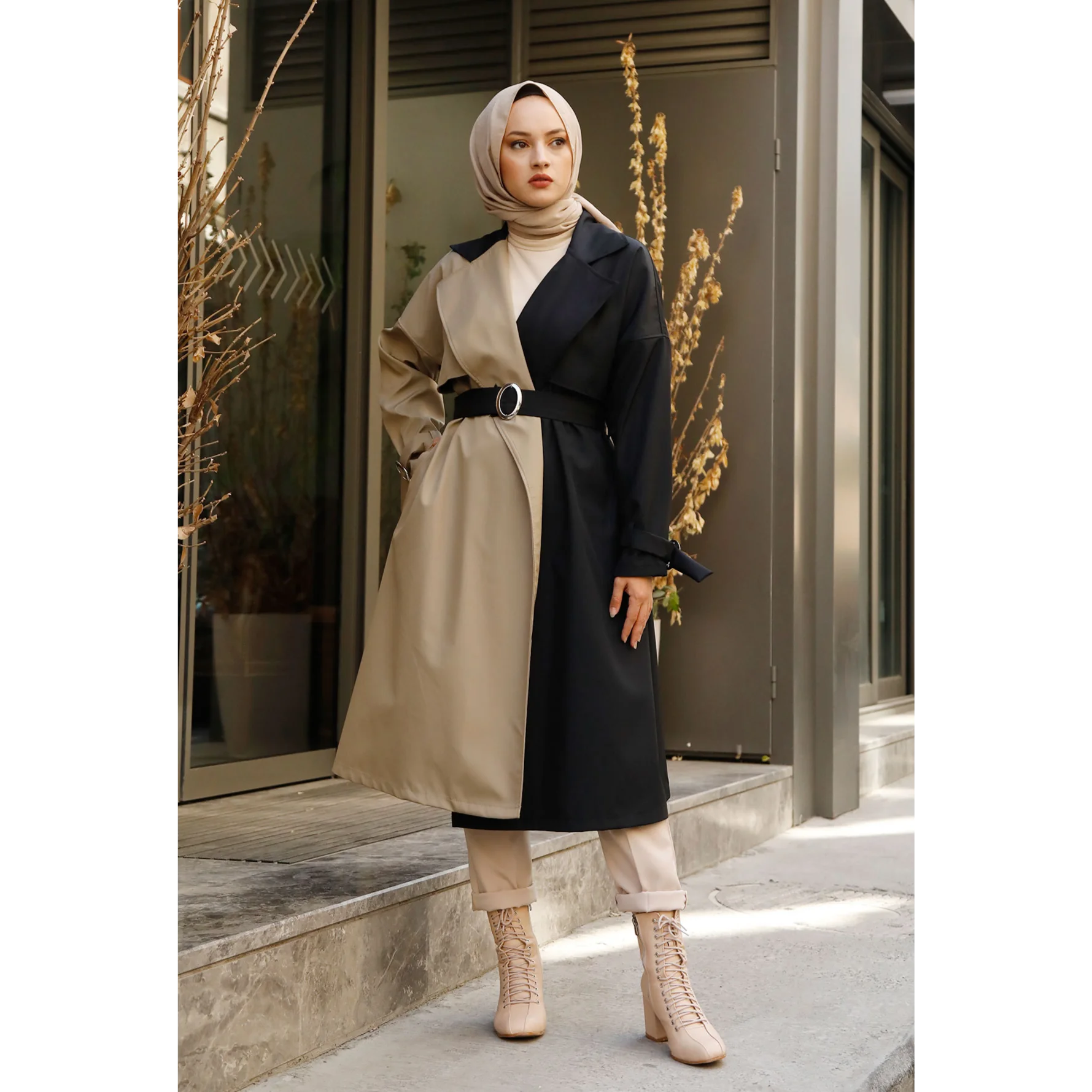 

2 Color Women's Trench Coat Jacket Parka Winter Coat Modest Outwear 2021 Fashion Islamic fashion Muslim clothing Turkey Dubai