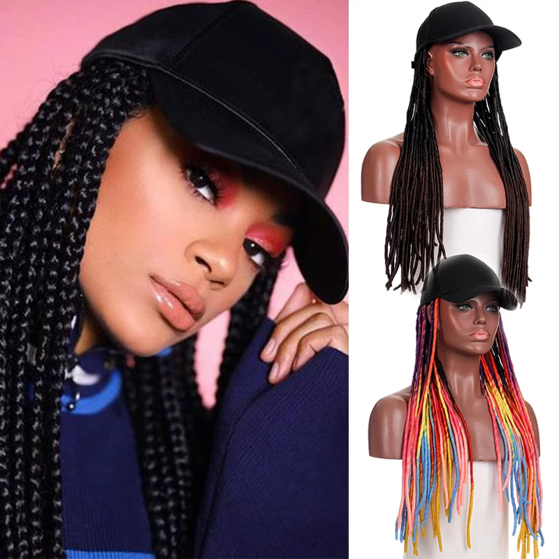 

Синтетическая бейсбольная кепка XUANGUANG, парик с плетением, африканские черные женские ежедневные регулируемые длинные волосы для девушек, в ...