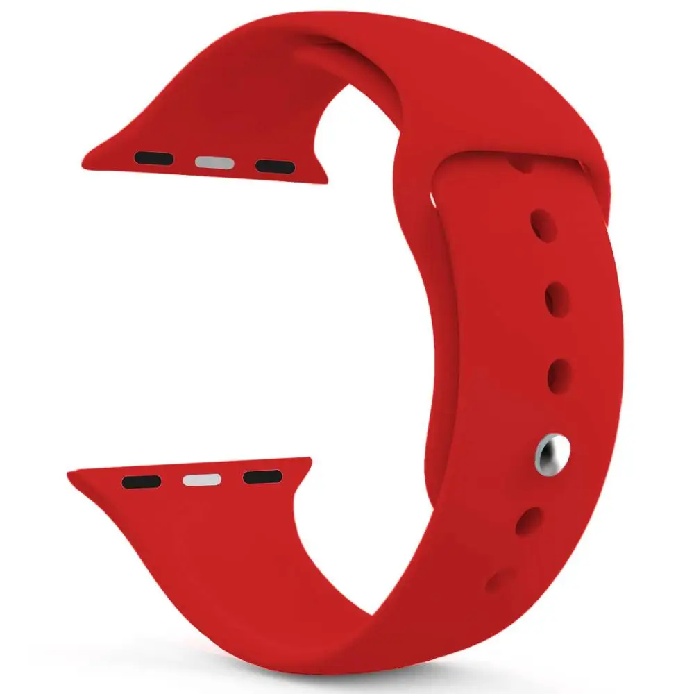 Красный Apple Watch Silikon Kordon Kayış 42 мм 1 | 2 | 3 | 4 - Цвет: Красный