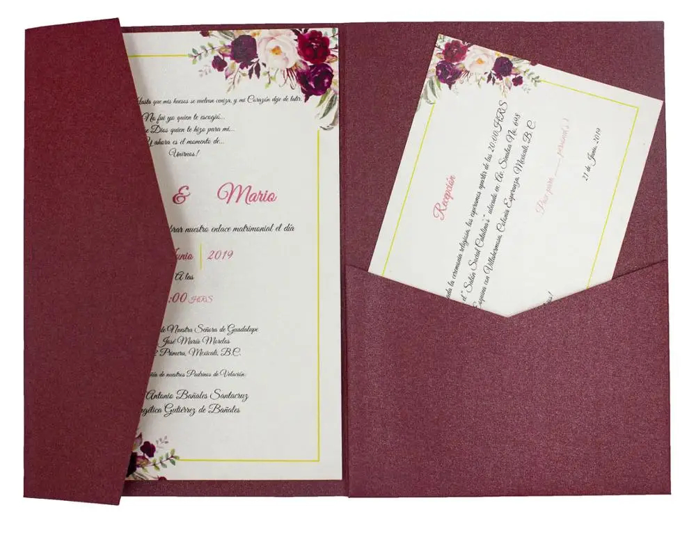 10 шт./лот pocketfold свадебные пригласительные открытки трехслойная открытка и