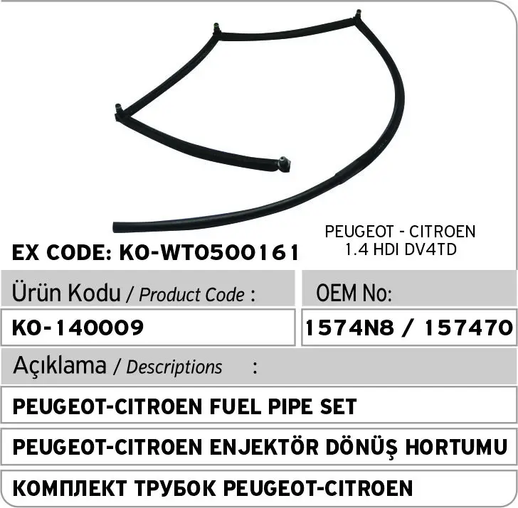 Комплект топливных труб 1,4 HDI Citroen - Peugeot 1574N8 - 157470