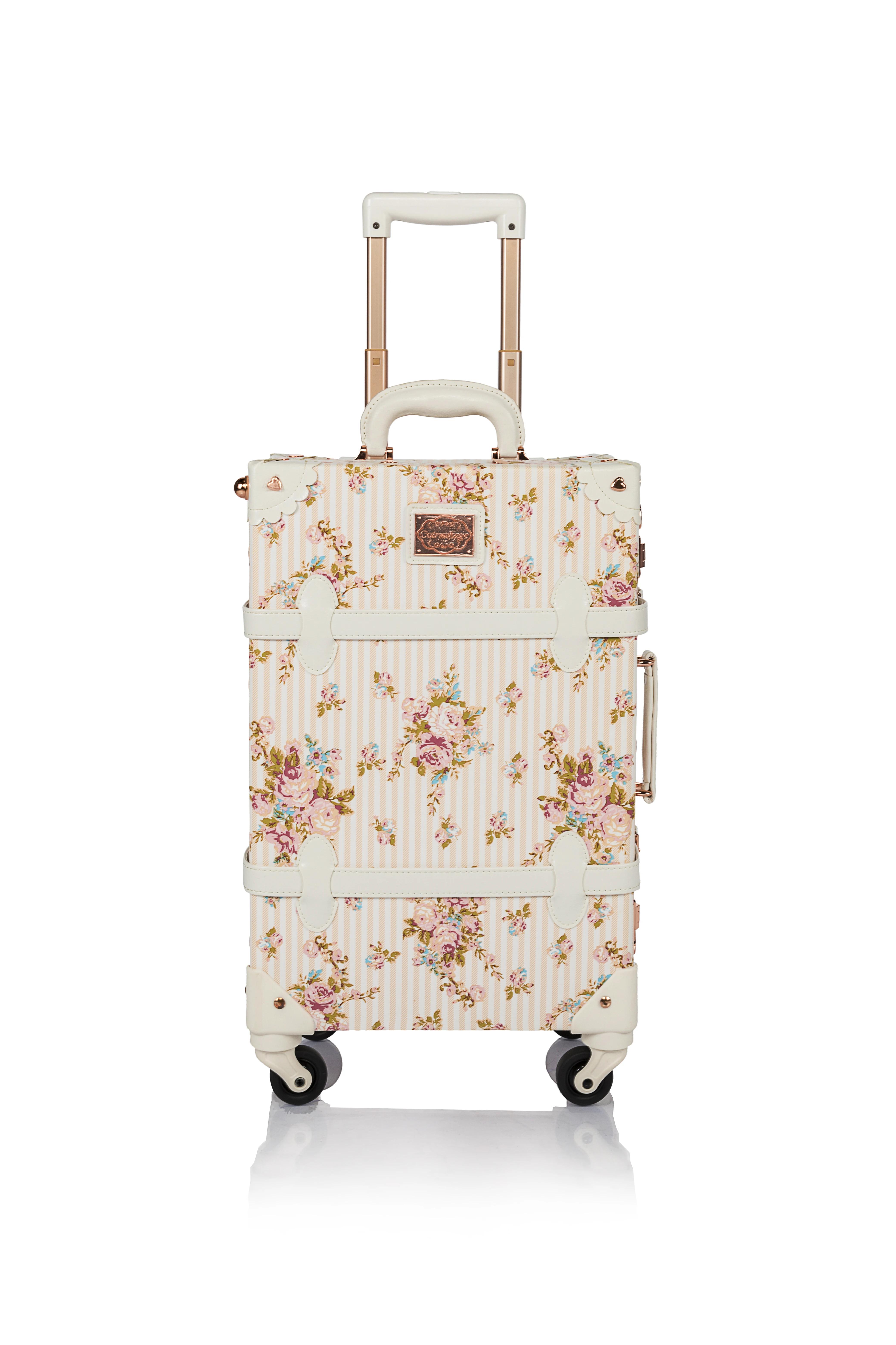 Витажный бежево цветочный чемодан UK 6070 Beige Floral|Чемодан на колесиках| |
