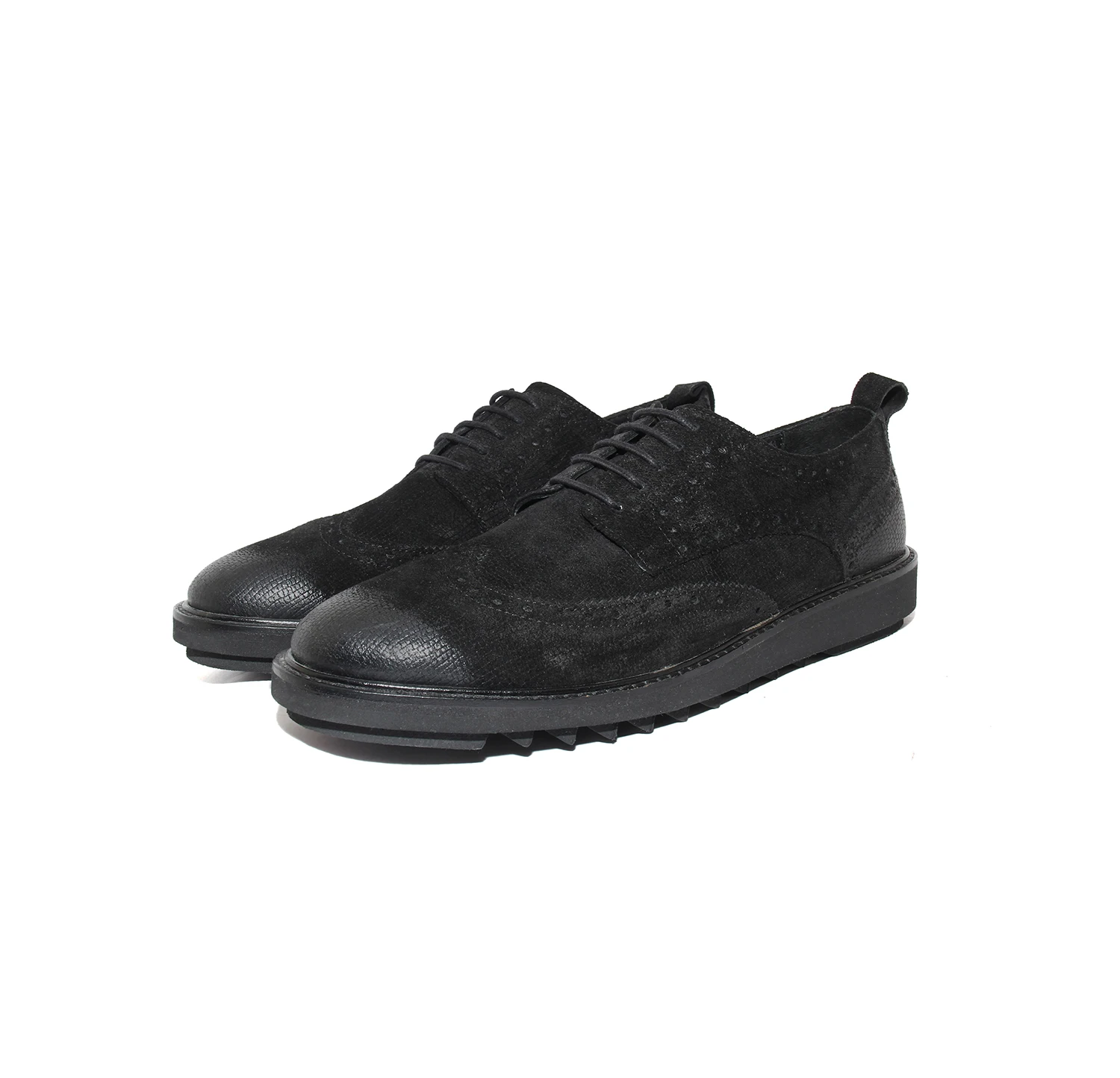 

Туфли-броги дерби ручной работы с легкой подошвой, черная угольная тисненная замша, кожаные стельки, Мужская удобная повседневная обувь