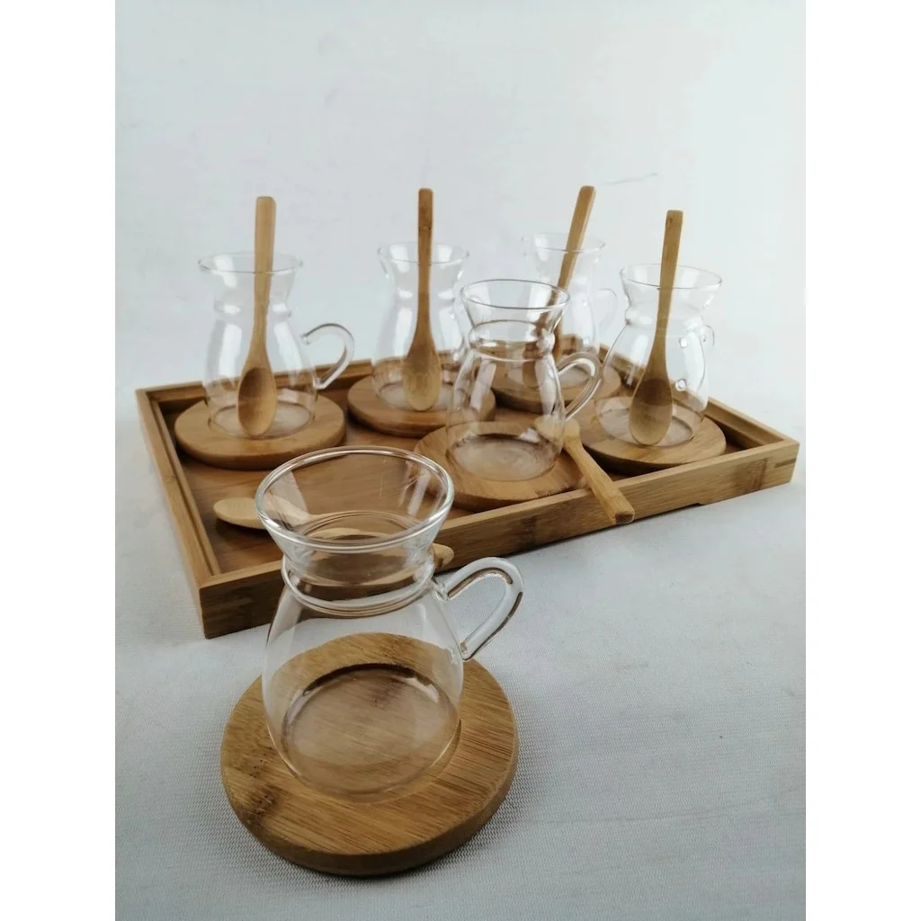 

Bamboo Tray Tea Set Tea Cup Set 19 Pieces Teapot Kettle Kitchen Brunch