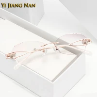 mujer gafas optical prescription glasses frame fashion diamond trimmed tint color alloy female eyeglasses spectacle eyewear