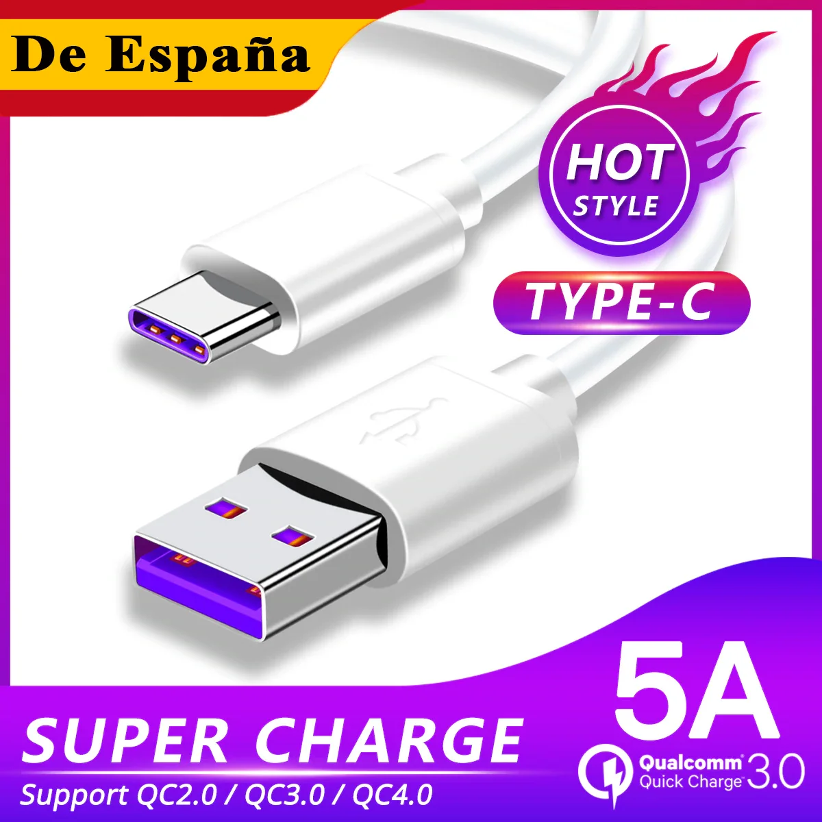 Кабель USB Type C 5A для передачи данных быстрая зарядка шнур типа Huawei P40 P30 Pro P20 Lite Mate