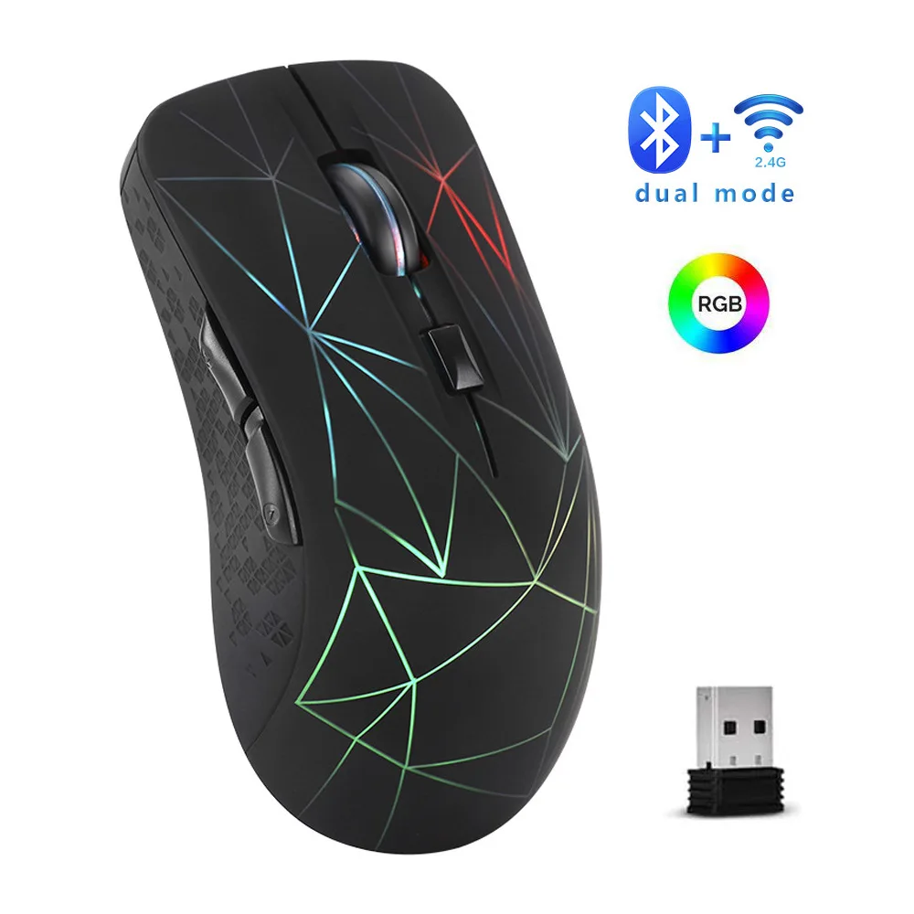 

M424 Flash перезаряжаемая и тихая Bluetooth двойной режим 4,0 + 2,4g RGB беспроводная мышь