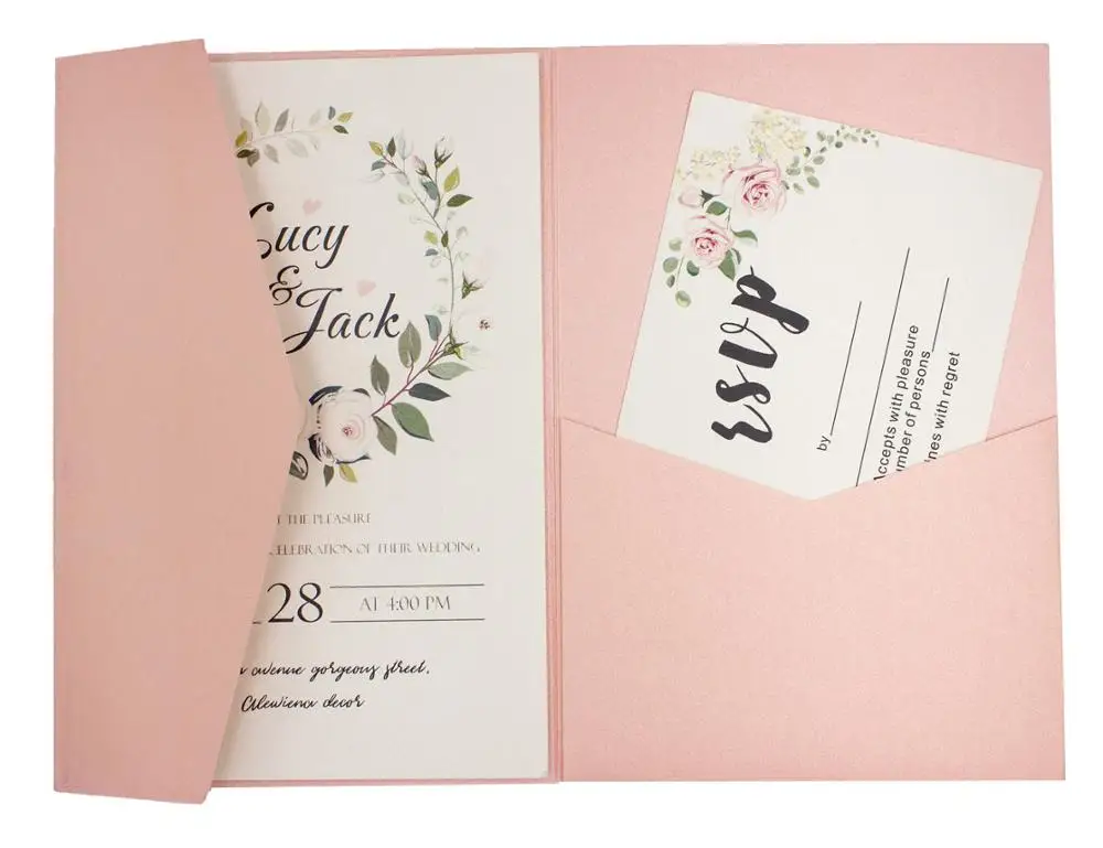 50 шт. жемчужно-бордовые простые тройные складные свадебные пригласительные