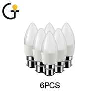 6pcslot led candle bulb c37 5w e27 e14 b22 ac220v 240v 3000k 4000k 6000k for home decoration lamp