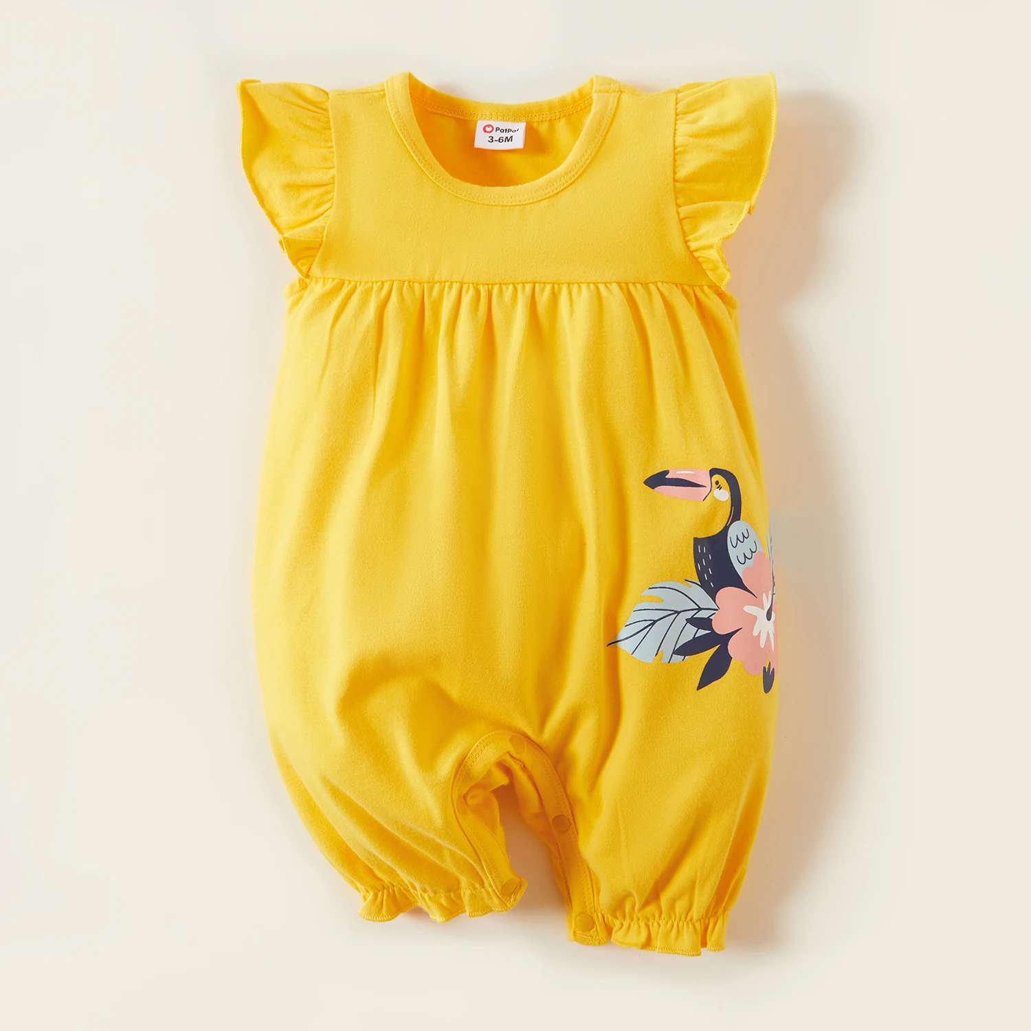 

PatPat 2021 New Arrival 3-piece Baby Parrot Floral Ruffled Bodysuits Set for 0-1Years Baby Girl Clothes