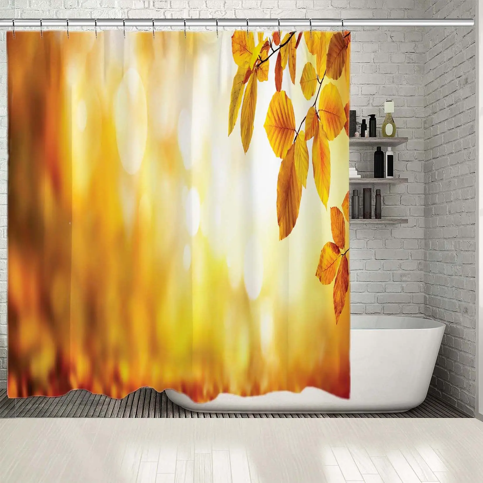 Занавески для душа осенние листья бука природа боке фон лес с солнечным днем