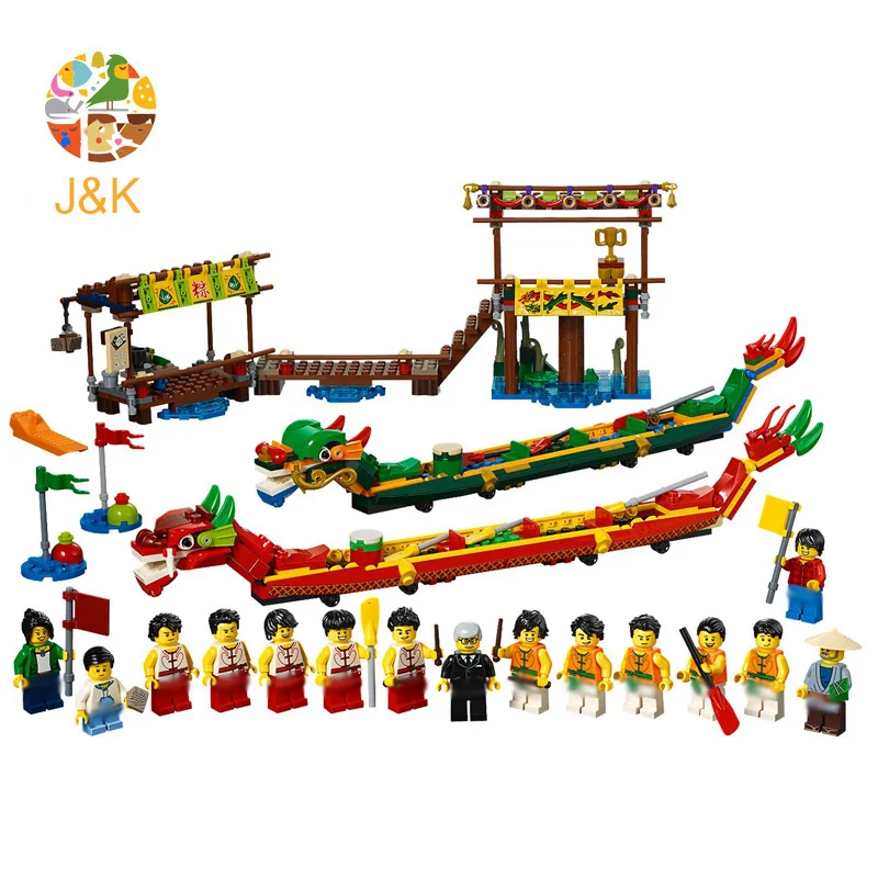 80103 660 шт. серия idea китайские фестивали Дракон лодка гоночная Модель Строительный