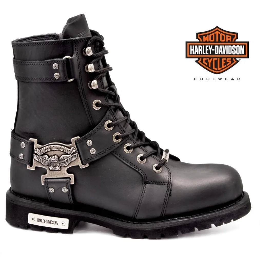 

Мужские ботинки Harley Davidson, оригинальные мотоциклетные ботинки из натуральной кожи, зимняя водонепроницаемая Брендовая обувь Charles Olive на толс...