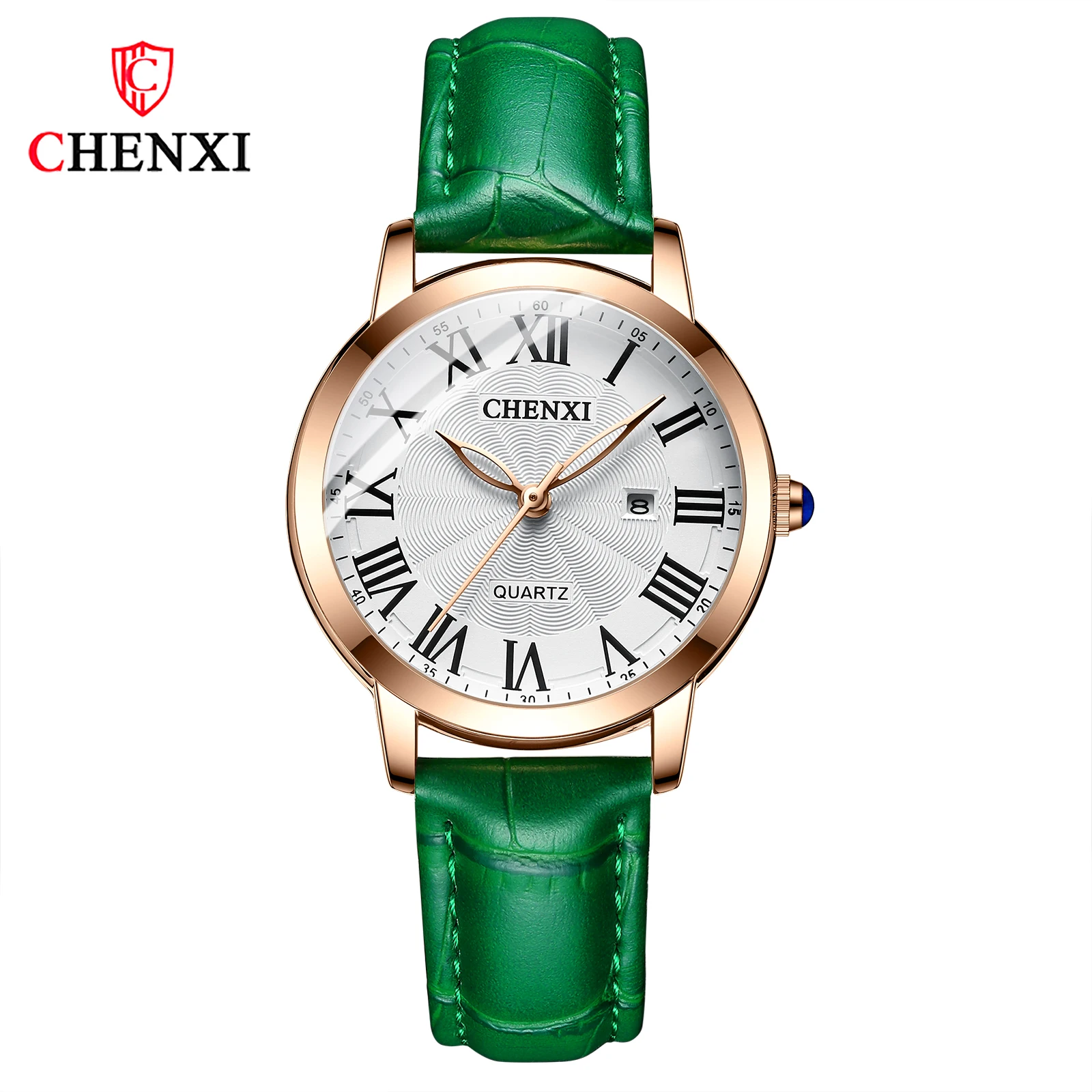 Women Watches Green Leather Brand Waterproof Quartz Watch CHENXI Brand Ladies Wristwatches Retro Casual Female Clock