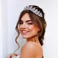 2021 new fashion bridal tiara hair crown wedding bride for women baroque crystal cubic zirconia headband crown hair accessories