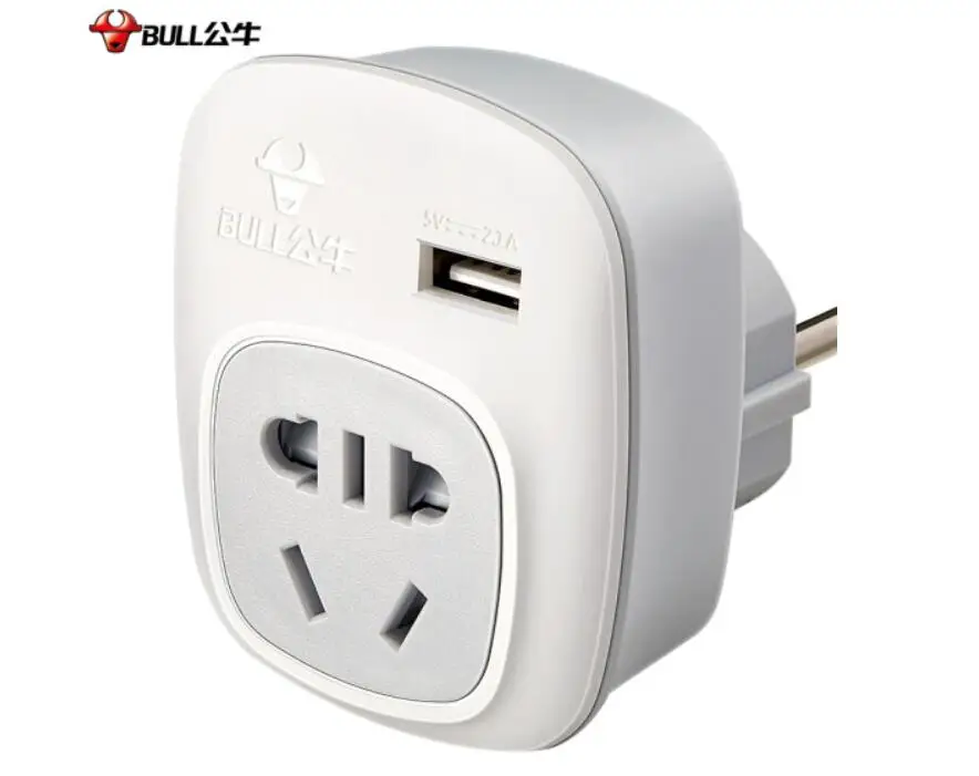 

BULL GN-911G european type converter socket with USB Plug for EU Europe Germany Standard Russia Spain conversion plug