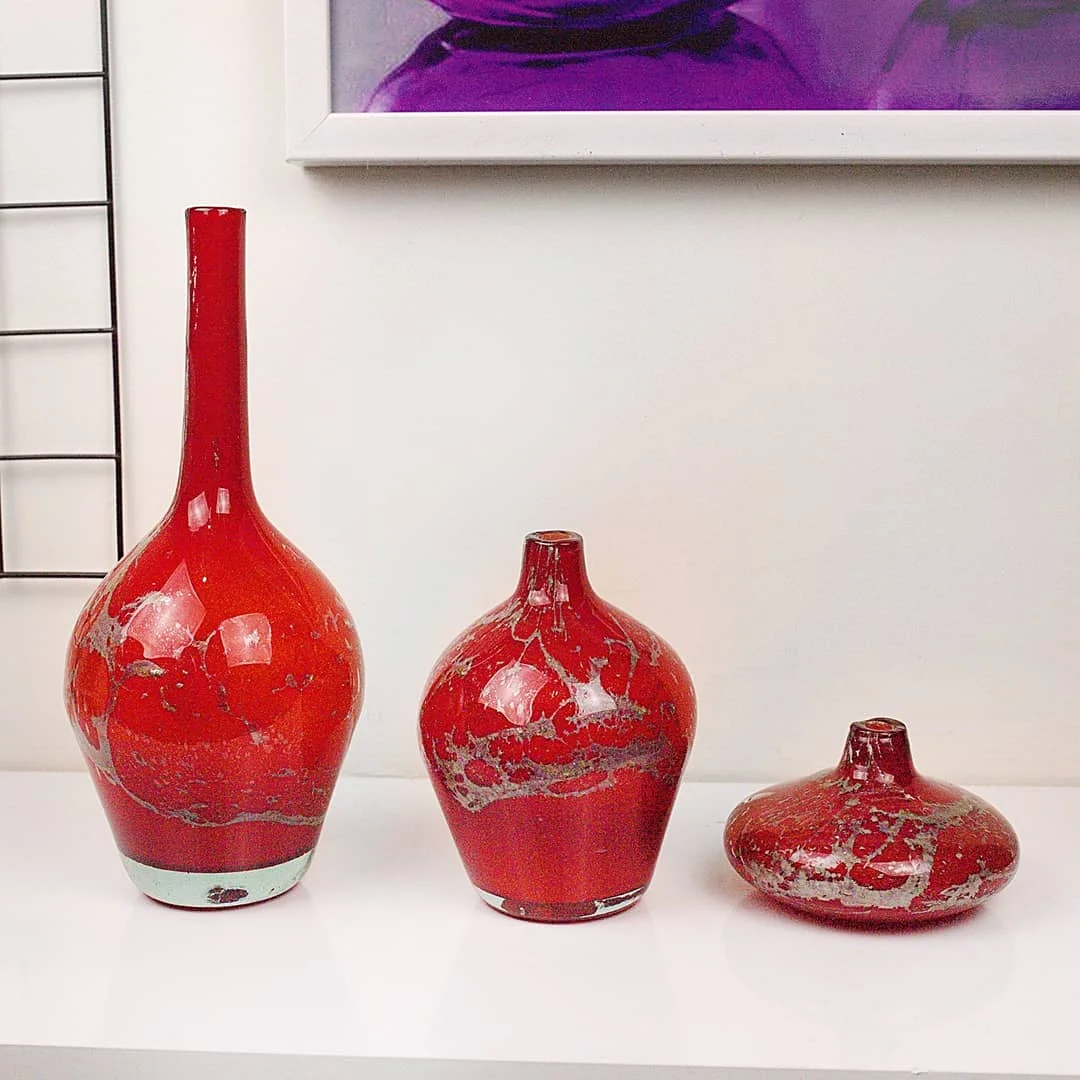 

Дутое Стекло, красный декоративный тройной набор Murano Vazo