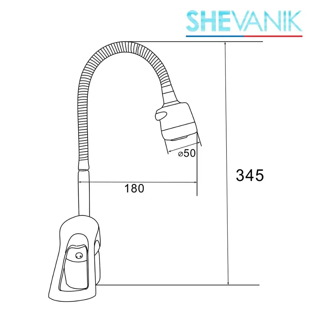 SHEVANIK kitchen faucet with nut and flexible spout brass tube-spout 360° chrome mixer hose tap water splashes in the S5143 |