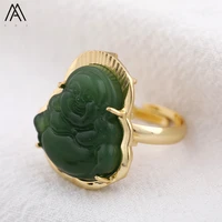 chinese style buddha finger ring for women laughing maitreya buddha gold adjustable ring buddhism buddha jewelry gift dropship
