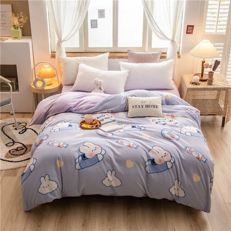 

Cute Cartoon Dinosaur Velvet Duvet Cover Winter Thick Fleece Blanket 1PC Children Bed Quilt Covers Flannel Bedspread Bedclothes