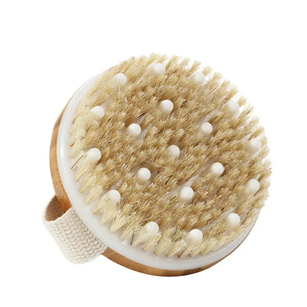 

Wooden Soft Bath Brush Exfoliating Massage Brush Bath Body Brush Round Head Handleless Brush With Hanging Hole