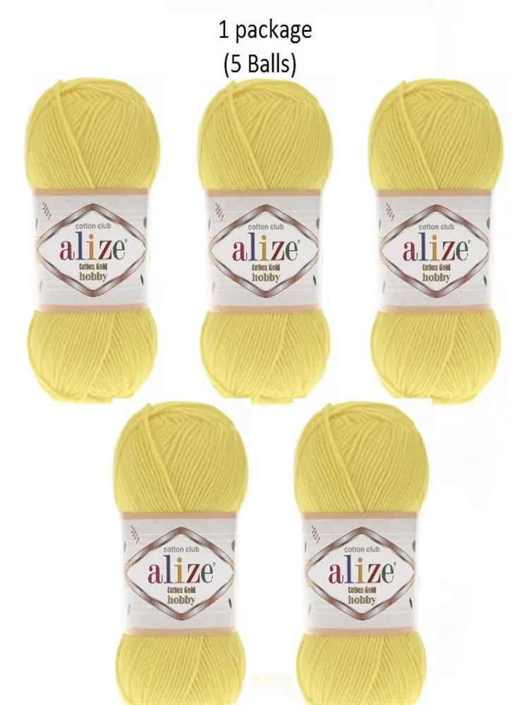 Нить 1 упаковка (5 футбольные мячи) Alize хлопок золото хобби светильник желтый