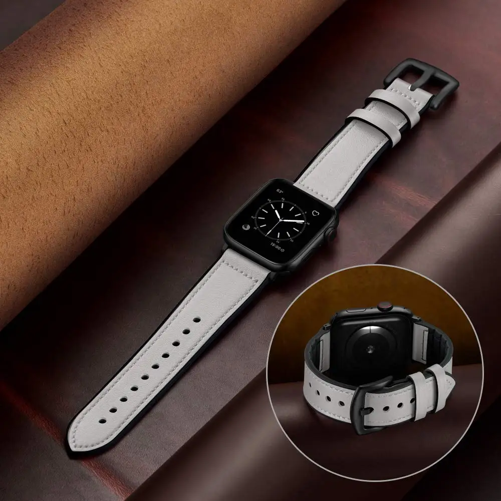 Кожаный ремешок для Apple watch band 42 мм 38 роскошный силиконовый + кожаный браслет iWatch