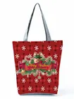 Сумка-тоут с принтом снежинок, вместительная Экологически чистая многоразовая Складная красная сумочка для покупок, женский подарок на Рождество