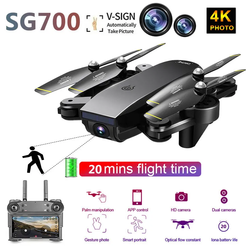4K SG700 RC Дрон Вертолет Дистанционное управление SG700 2,4G 4CH WiFi 1080 P/720 P оптический поток Двойной HD Квадрокоптер с камерой дроны