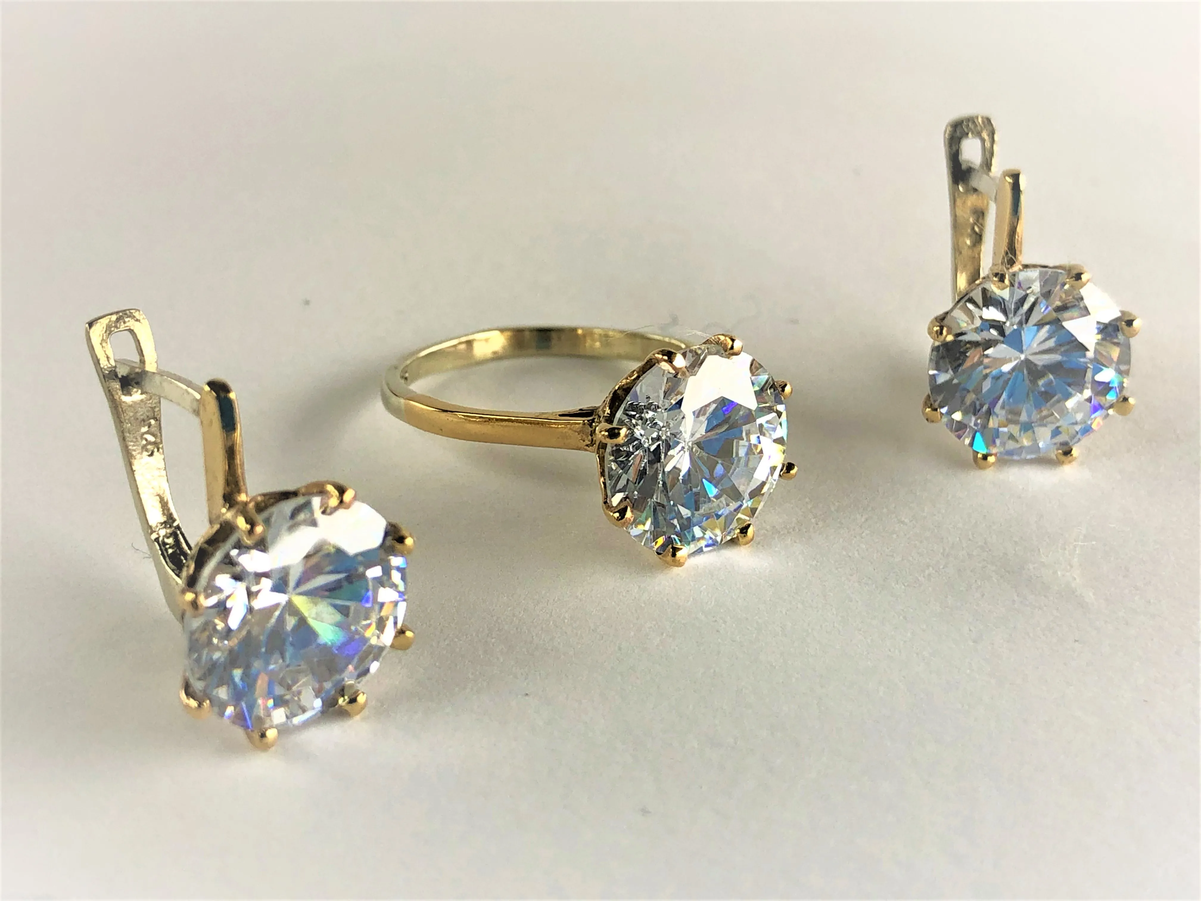 

CRYSTAL IN THE MIDDLE LARGE SINGLE STONE LOVERS LIKE JEWELRY SET Starling silver 925 FREE SHIPPING