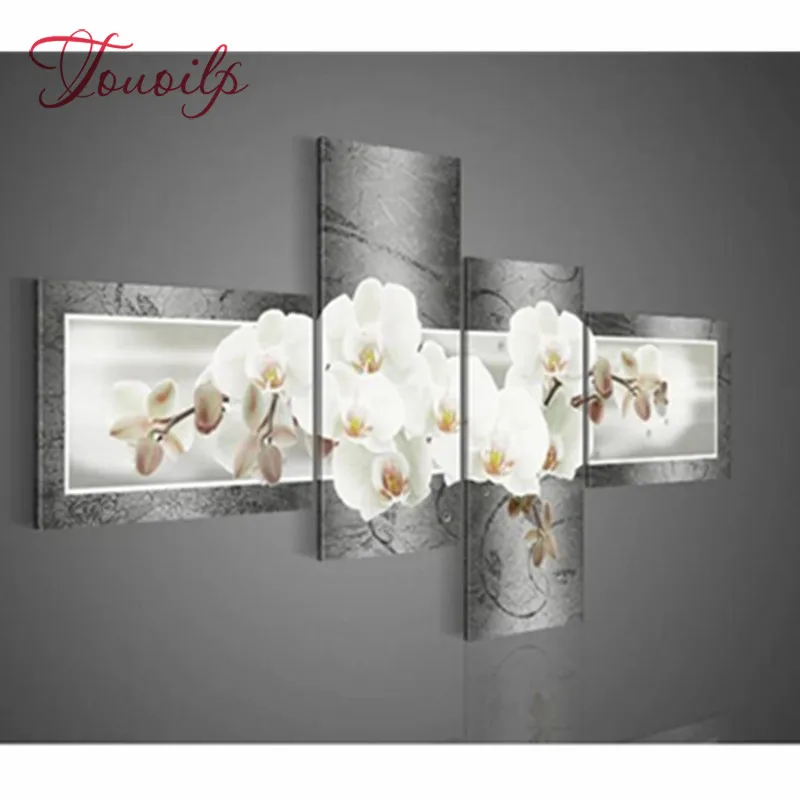 4 шт. комплект Магнолия Орхидея 5d Diy алмазная живопись с разноцветными цветочными
