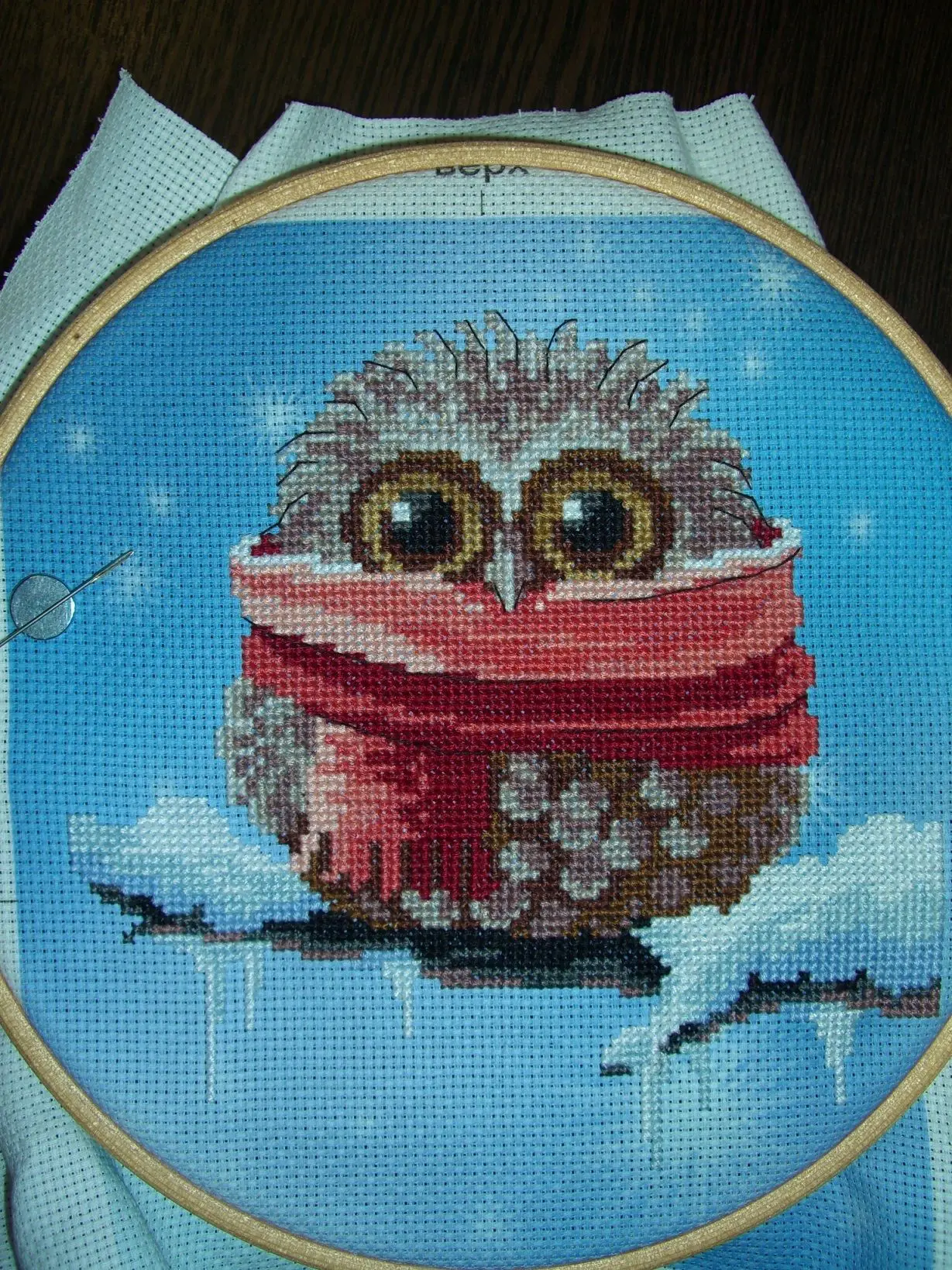 Набор для вышивания крестом № S9046 28*28см / птицы совенок зимний вышивка картины |