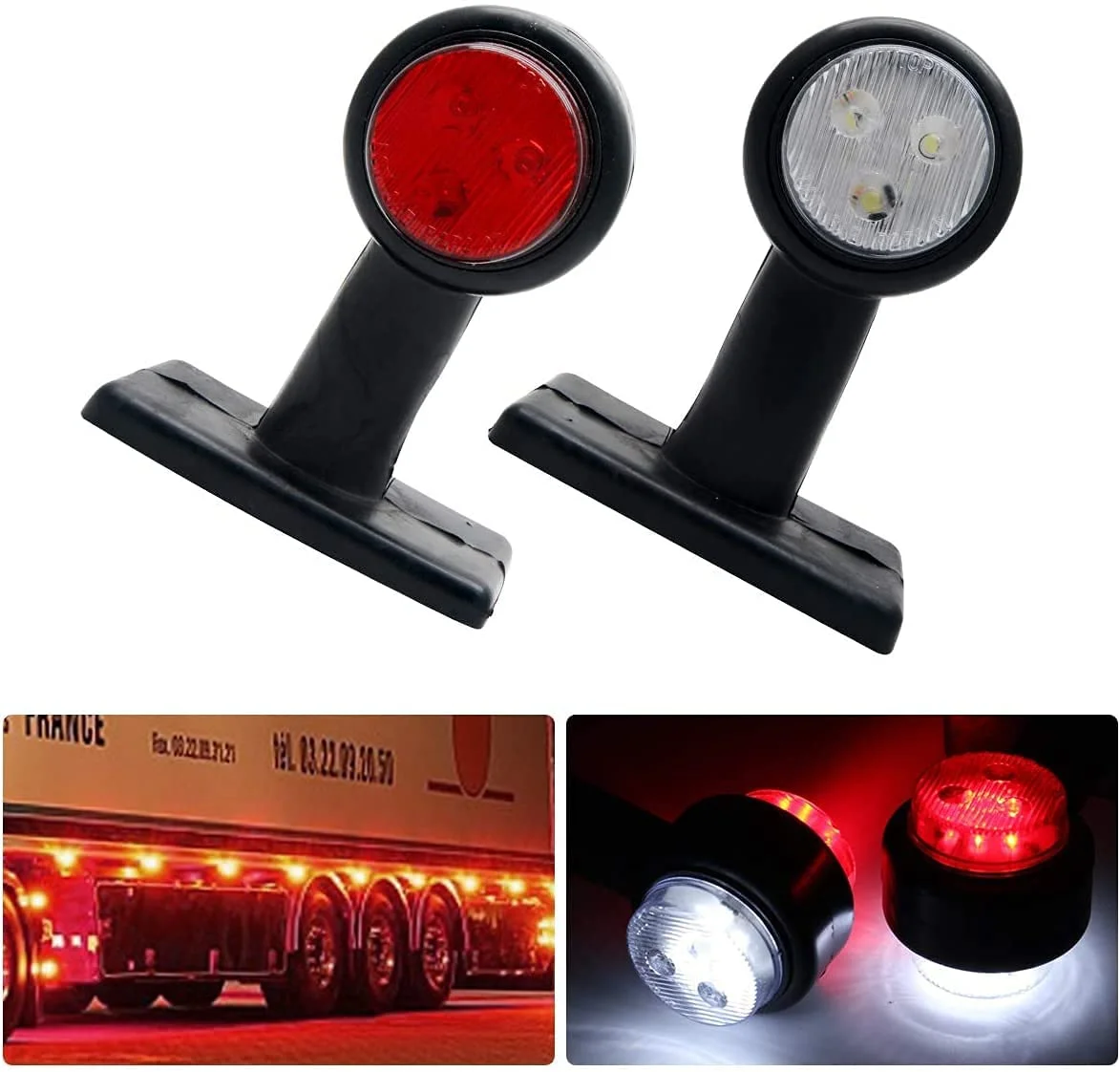 

2 шт. боковой резиновый Светодиодный Маркер фонарь для грузовика прицепа контур 12-24 В