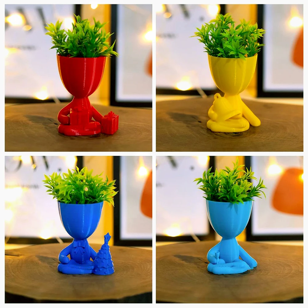 

3d Design Humanoid Flower Cactus Pots Plants Planter Pen Holder Model Toy For Kids Organic Plastic Garden Decoration Desktop PVC