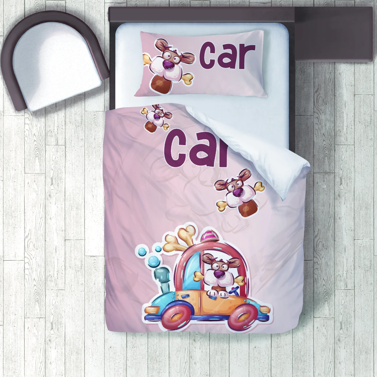 

Duvet Cover Set Bedding Set Pillow Case for Baby and Kids Room 3D Printed Light Pink Car Dog Driving Car model 133